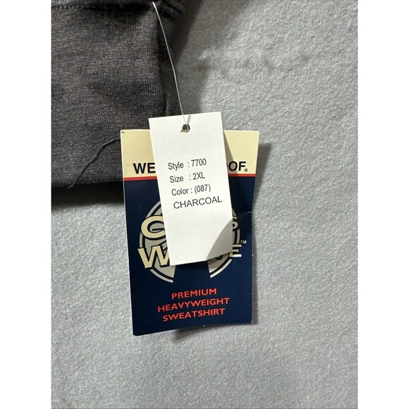 Weather Proof Cross Weave Mens Charcoal Grey 2XL Heavyweight Sweatshirt - Picture 6 of 10